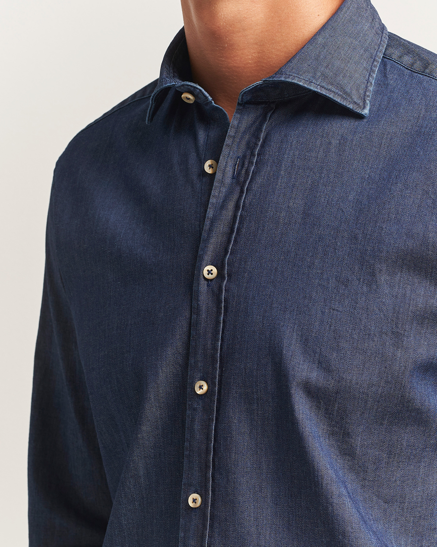 Mies | Kauluspaidat | Stenströms | Regular Fit Garment Washed Shirt Dark Denim