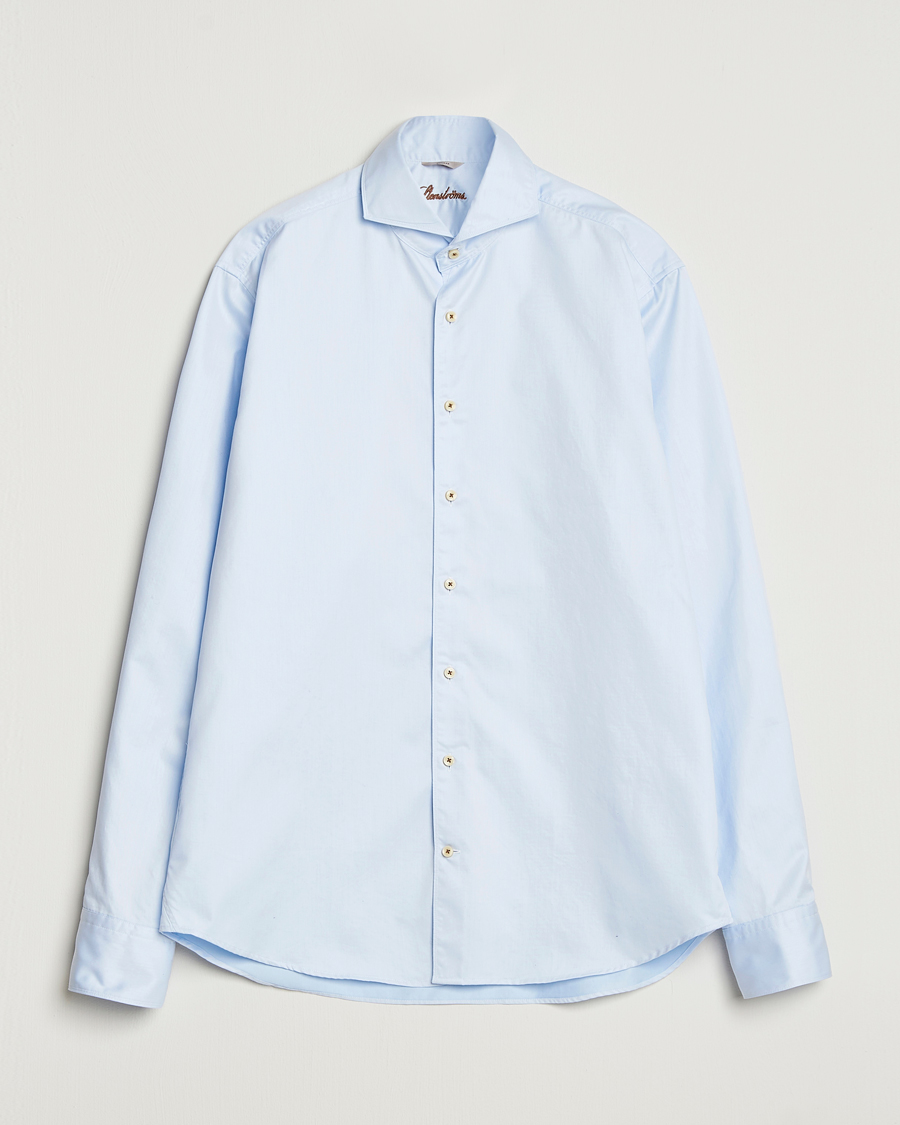 Mies | Kauluspaidat | Stenströms | Regular Fit Washed Cotton Plain Shirt Light Blue