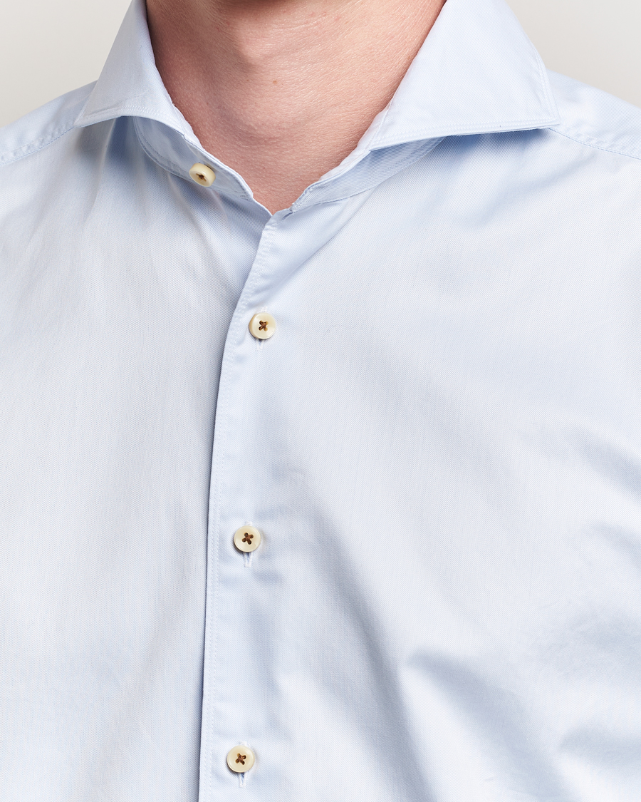 Mies | Kauluspaidat | Stenströms | Regular Fit Washed Cotton Plain Shirt Light Blue