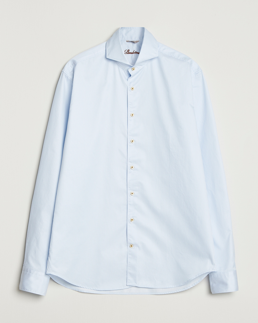 Mies | Kauluspaidat | Stenströms | Regular Fit Pinstriped Casual Shirt Light Blue