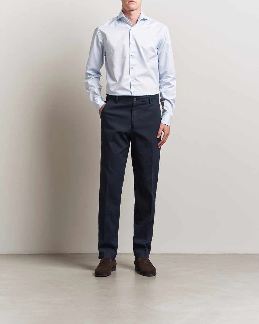 Mies | Kauluspaidat | Stenströms | Regular Fit Pinstriped Casual Shirt Light Blue