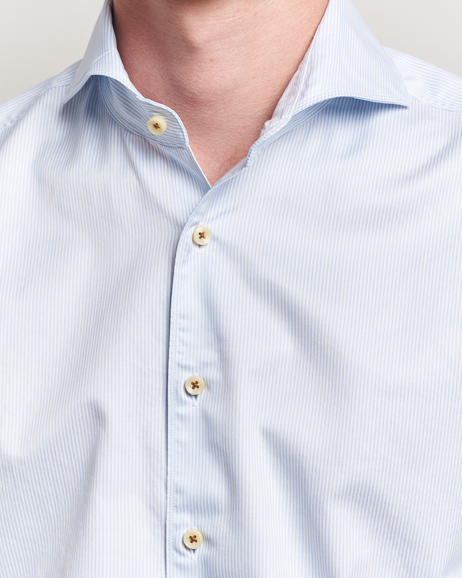 Mies | Kauluspaidat | Stenströms | Regular Fit Pinstriped Casual Shirt Light Blue