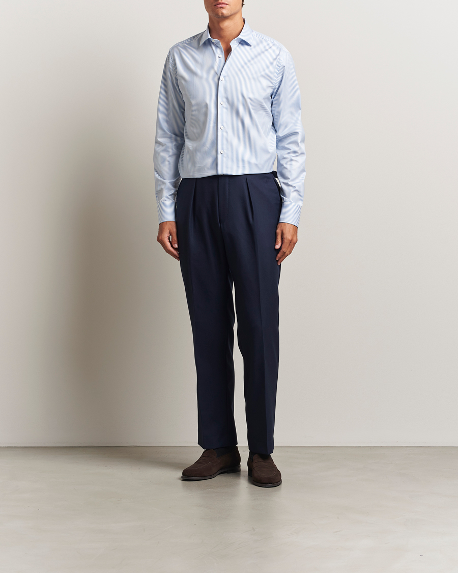 Mies | Kauluspaidat | Stenströms | Regular Fit Striped Cut Away Shirt Blue/White