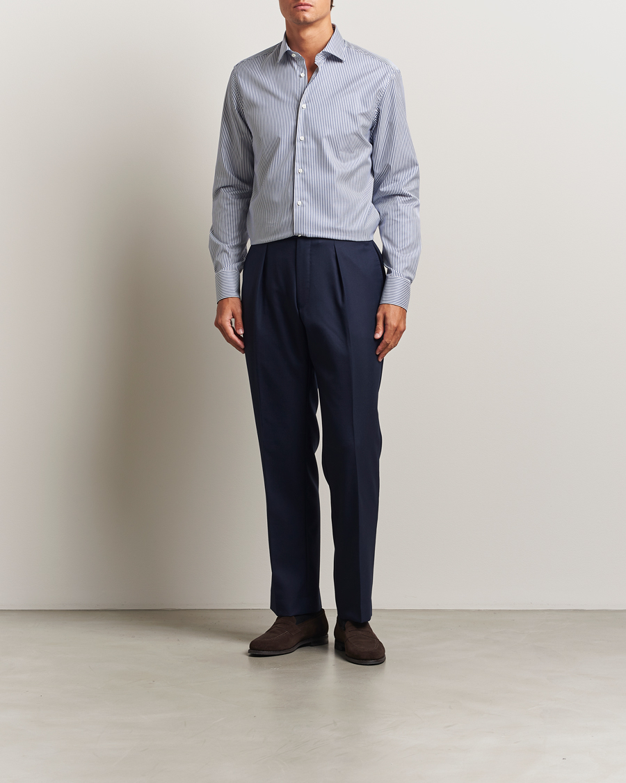 Mies | Kauluspaidat | Stenströms | Regular Fit Striped Cut Away Shirt White/Blue