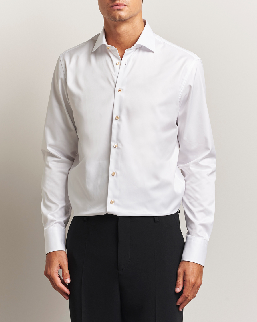 Mies | Kauluspaidat | Stenströms | Regular Fit Contrast Cotton Shirt White