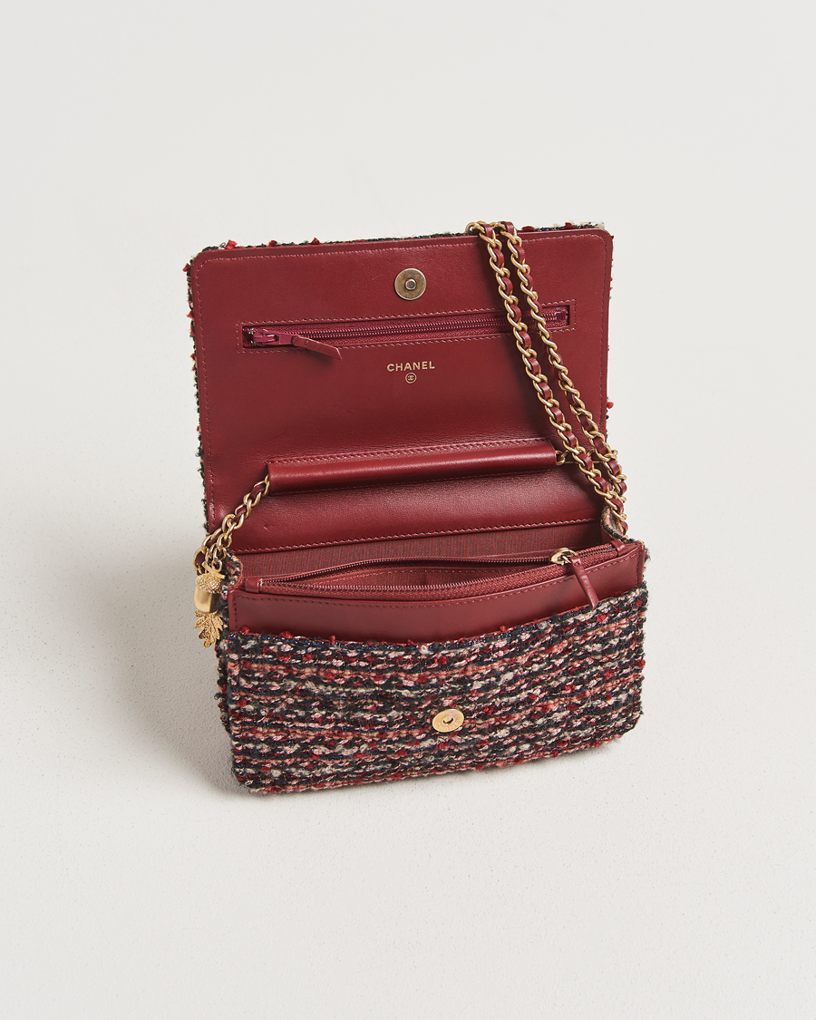 Mies | Pre-Owned & Vintage Bags | Chanel Pre-Owned | Tweed Wallet On Chain Red