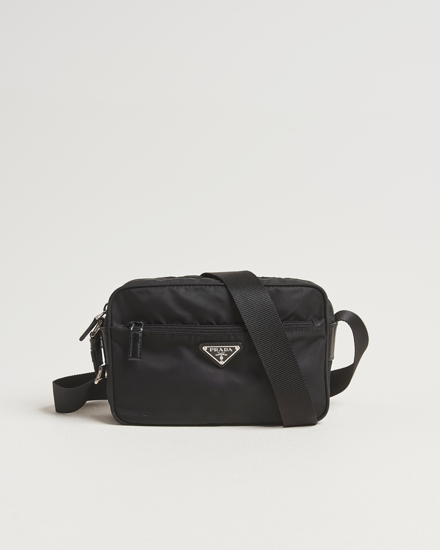 Mies | Prada Pre-Owned Tessuto Nylon Leather Shoulder Bag Black | Prada Pre-Owned | Tessuto Nylon Leather Shoulder Bag Black