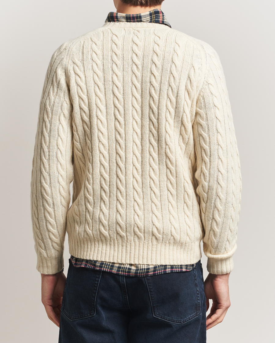 Mies | Puserot | BEAMS PLUS | Cable Crew Neck Sweater Off White