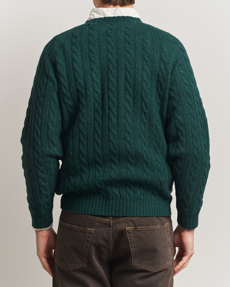 Mies | Puserot | BEAMS PLUS | Cable Crew Neck Sweater Bottle Green