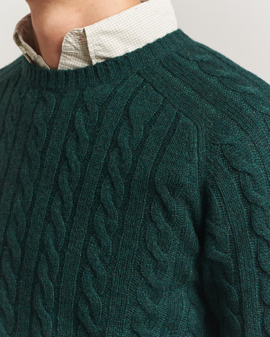 Mies | Puserot | BEAMS PLUS | Cable Crew Neck Sweater Bottle Green
