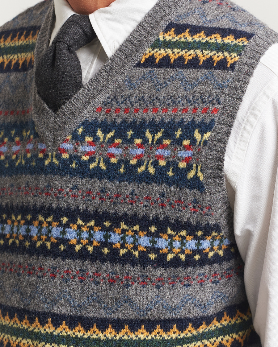 Mies | Puserot | BEAMS PLUS | Fairisle Knit Vest Grey