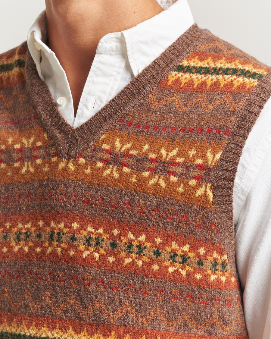 Mies | Puserot | BEAMS PLUS | Fairisle Knit Vest Light Brown