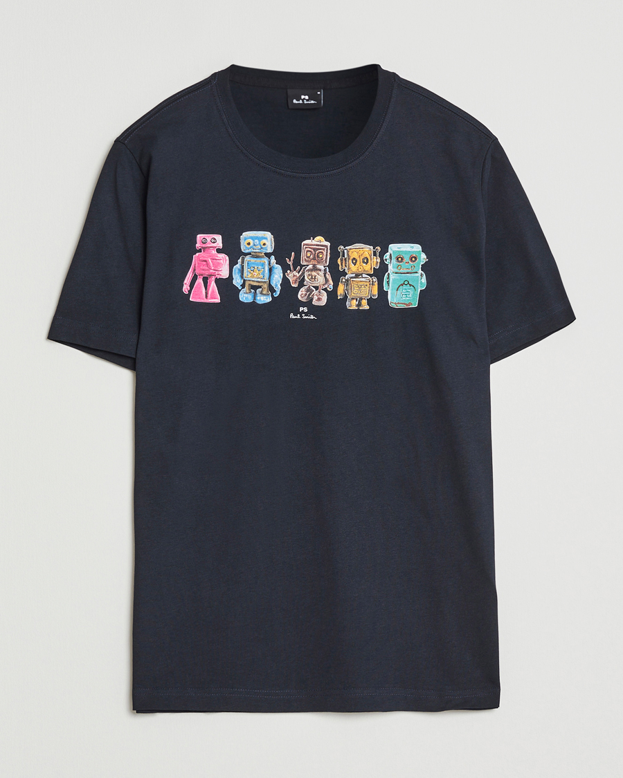Mies | T-paidat | PS Paul Smith | Robots Crew Neck T-Shirt Blue