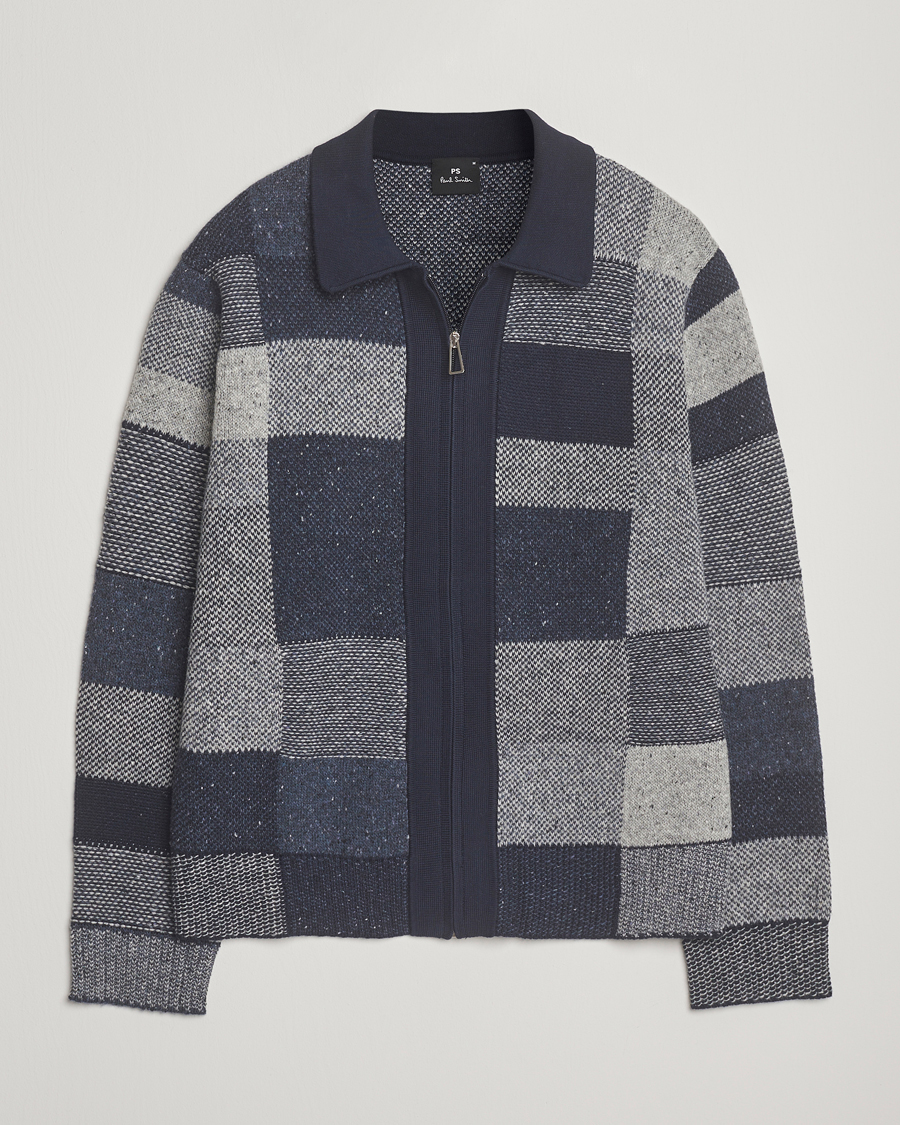 Mies | Puserot | PS Paul Smith | Colourblocked Knitted Full Zip Blue Multi