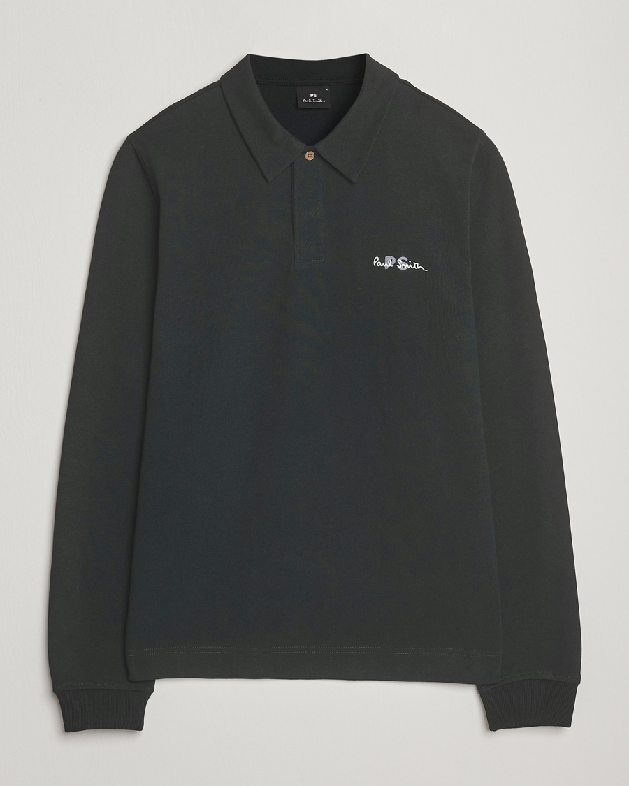 Mies | Puserot | PS Paul Smith | Cotton Logo Rugby Sweater Dark Green