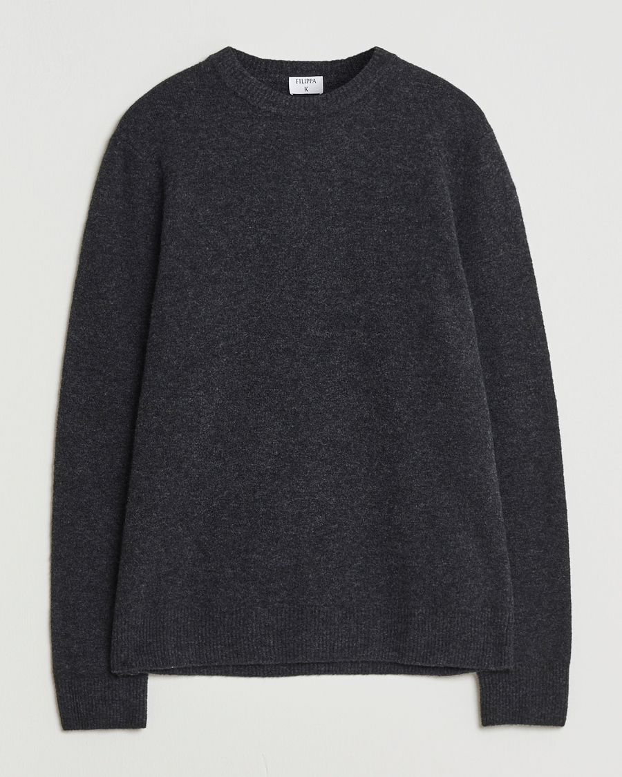 Mies | Puserot | Filippa K | Yak Knitted Sweater Charcoal Melange