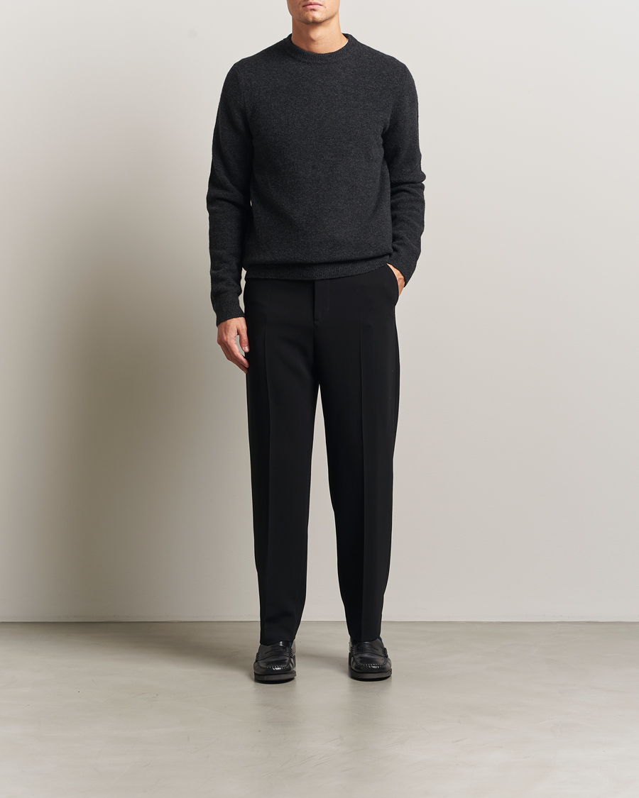 Mies | Puserot | Filippa K | Yak Knitted Sweater Charcoal Melange