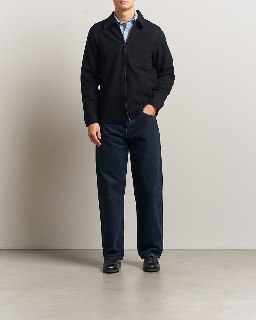 Mies | Kauluspaidat | A Day's March | Fraser Wool Zip Overshirt Navy