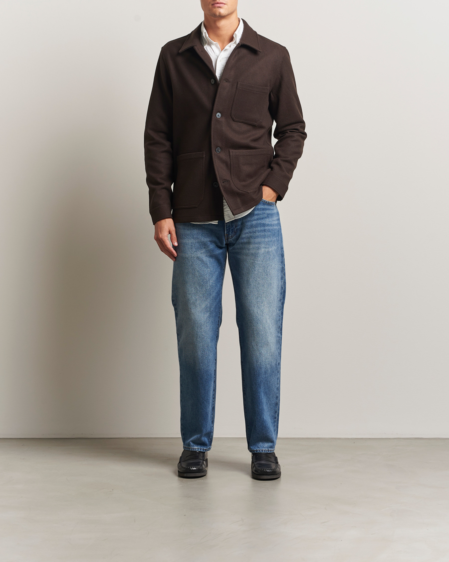 Mies | Kauluspaidat | A Day's March | Original Wool Overshirt Chocolate