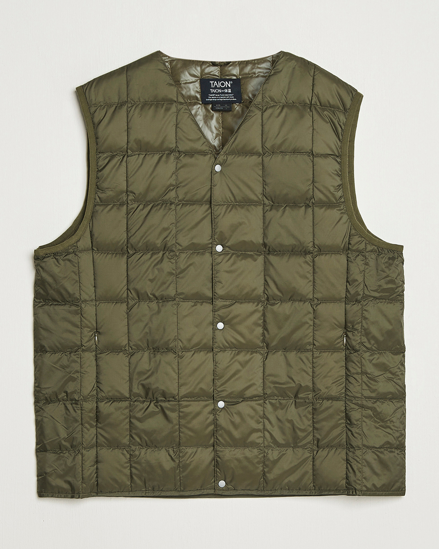 Mies | Ulkoliivit | TAION | V-Neck Lightweight Down Vest Dark Olive