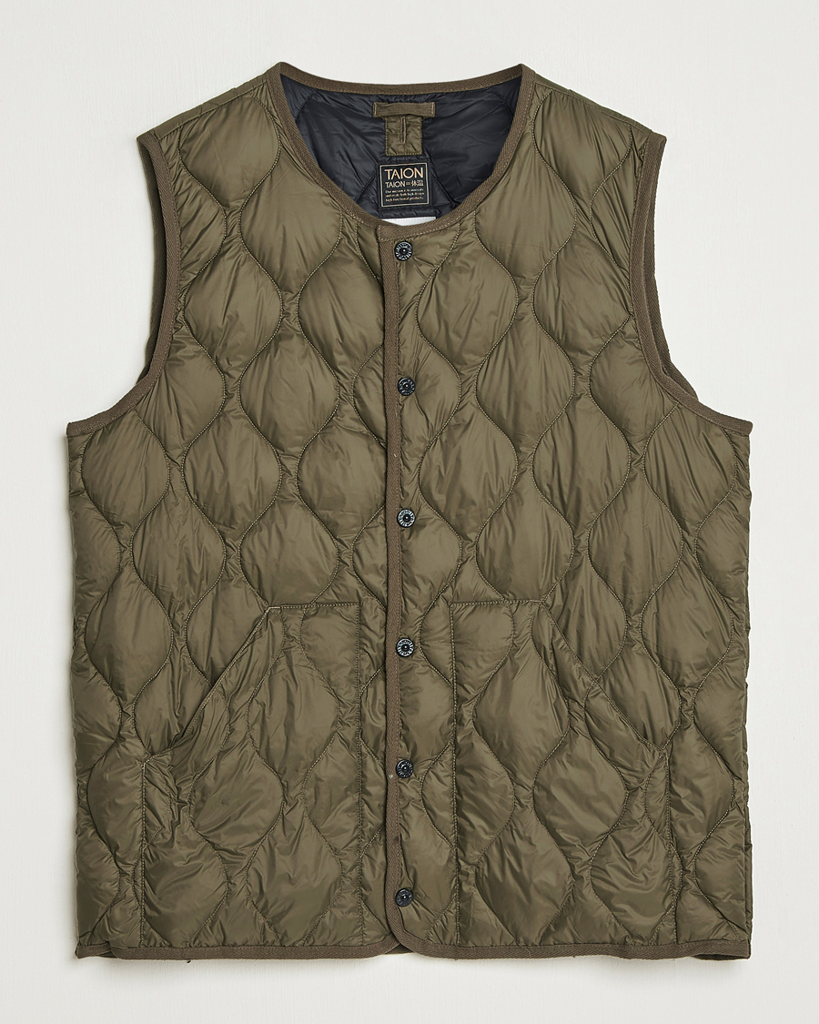 Mies | Ulkoliivit | TAION | Military Crew Neck Down Vest Dark Olive