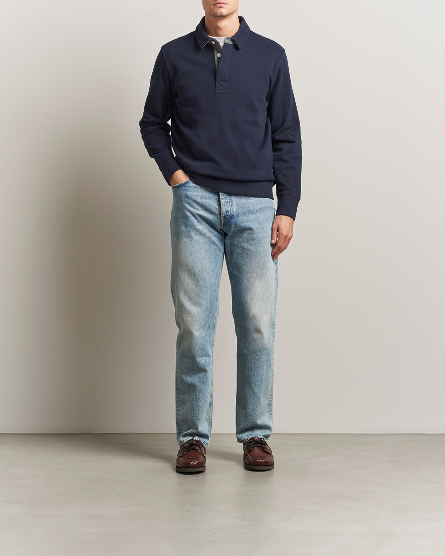 Mies | Pikeet | Gant | Light Sacker Rib Long Sleeve Polo Evening Blue