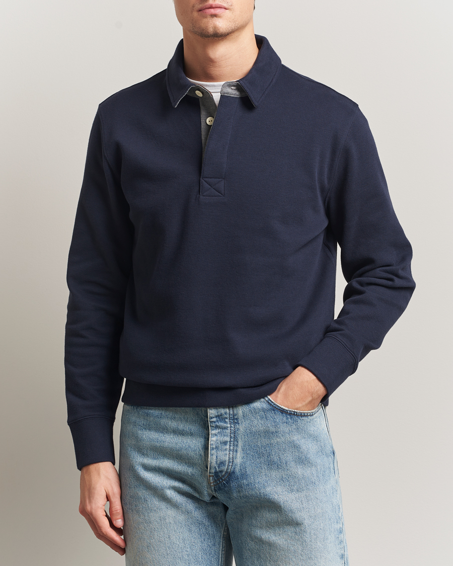 Mies | Pikeet | Gant | Light Sacker Rib Long Sleeve Polo Evening Blue
