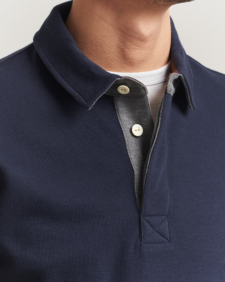 Mies | Pikeet | Gant | Light Sacker Rib Long Sleeve Polo Evening Blue