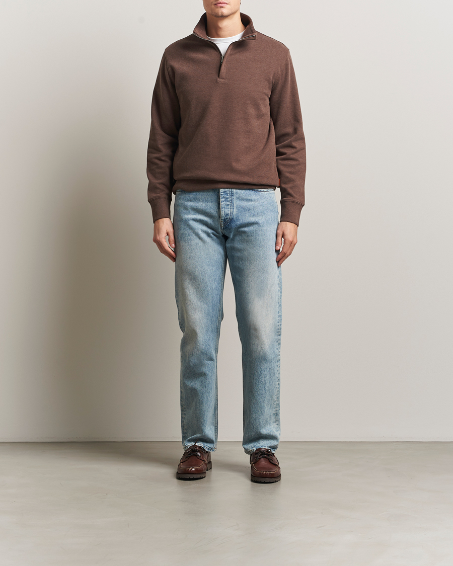 Mies | Puserot | Gant | Light Sacker Rib Half Zip Dark Brown Melange