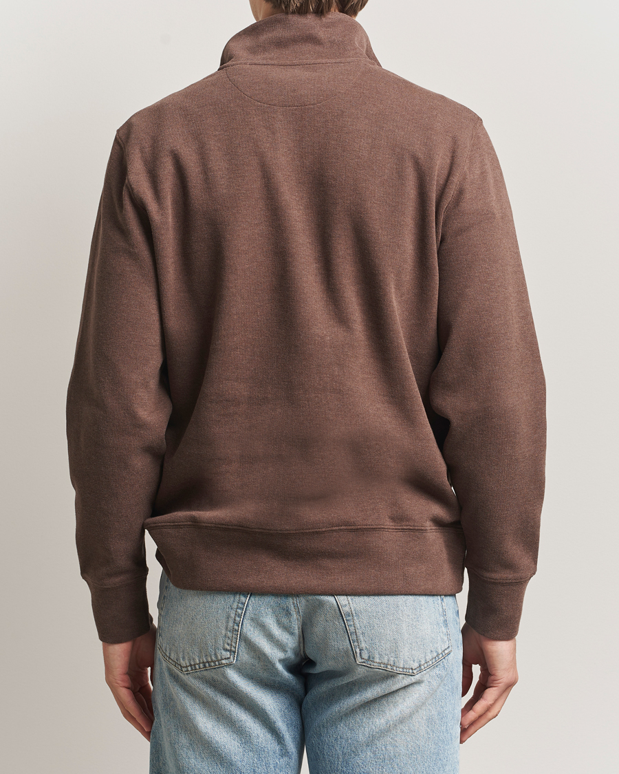 Mies | Puserot | Gant | Light Sacker Rib Half Zip Dark Brown Melange