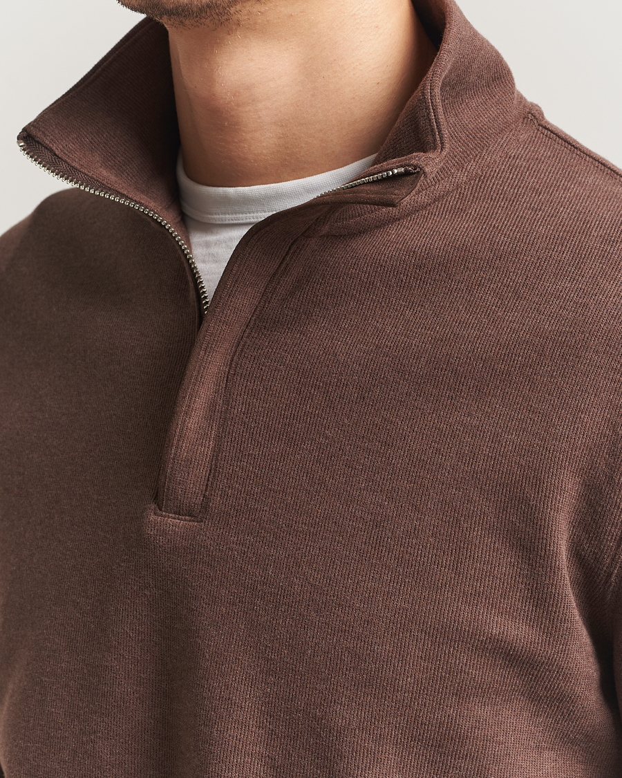 Mies | Puserot | GANT | Light Sacker Rib Half Zip Dark Brown Melange