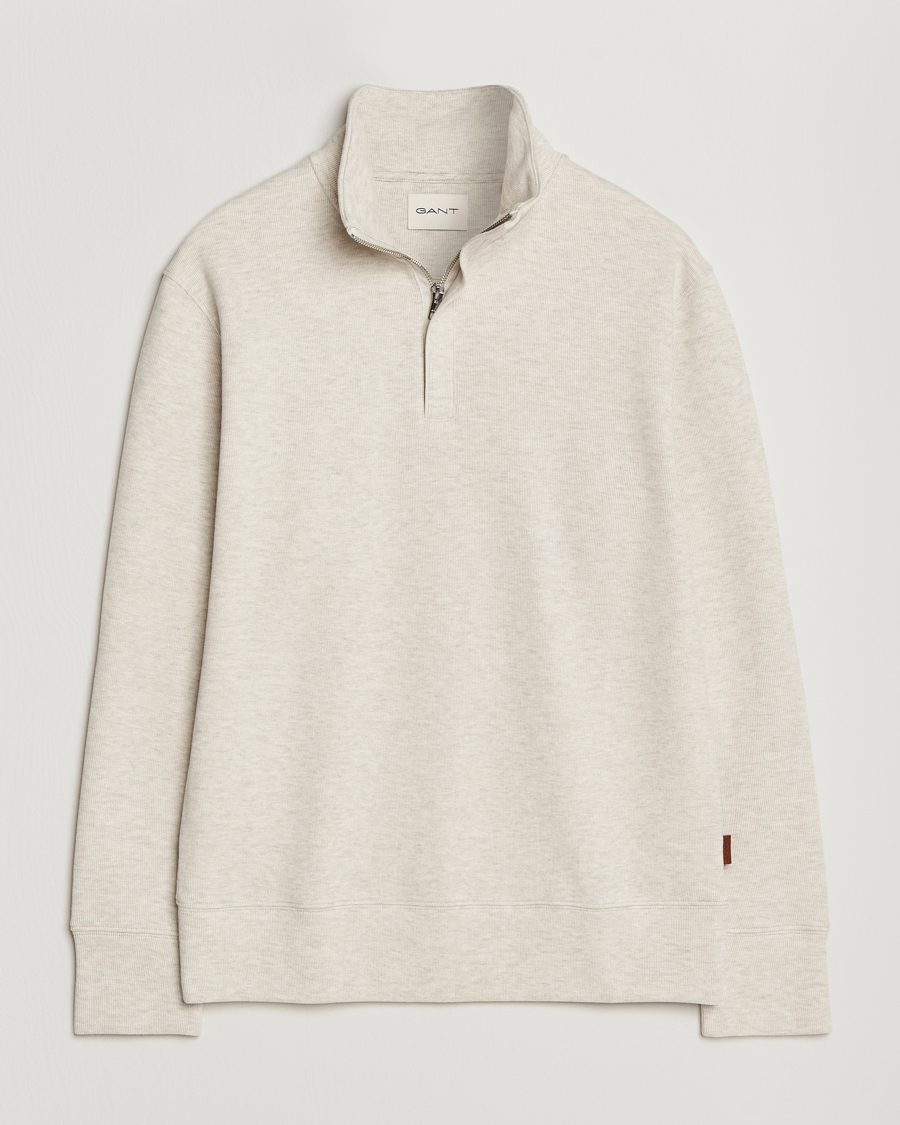 Mies | Puserot | Gant | Light Sacker Rib Half Zip Seed Melange