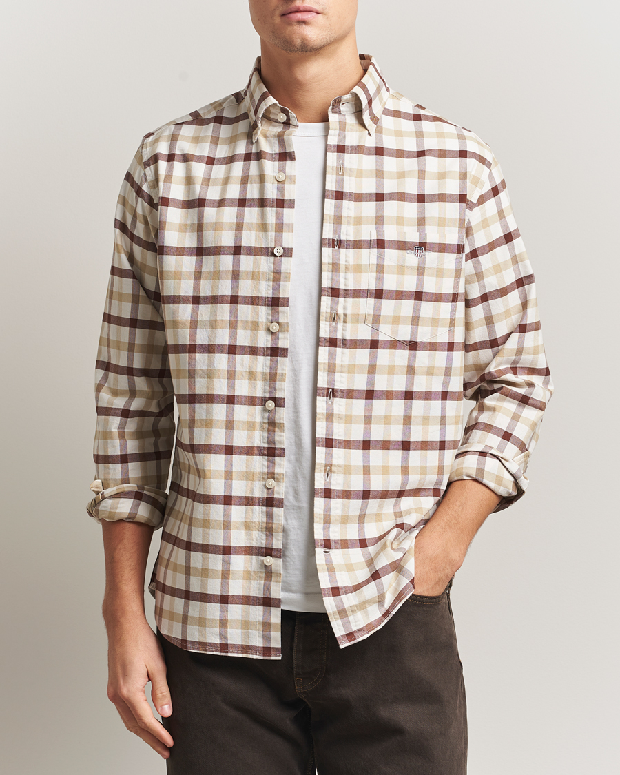 Mies | Kauluspaidat | Gant | Regular Fit Oxford Checked Shirt Mahogany Brown