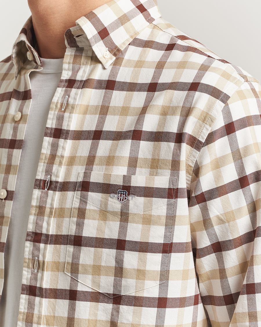 Mies | Kauluspaidat | Gant | Regular Fit Oxford Checked Shirt Mahogany Brown