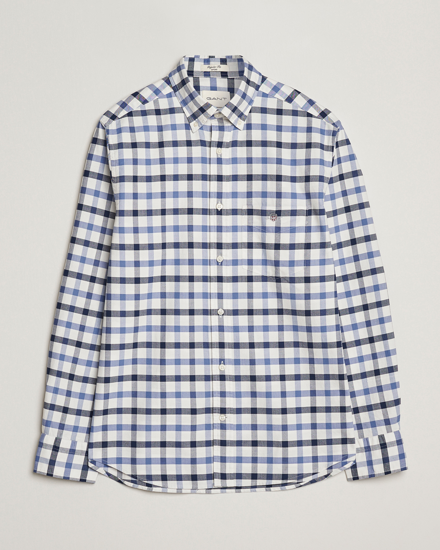 Mies | Kauluspaidat | GANT | Regular Fit Oxford Checked Shirt Greyish Blue