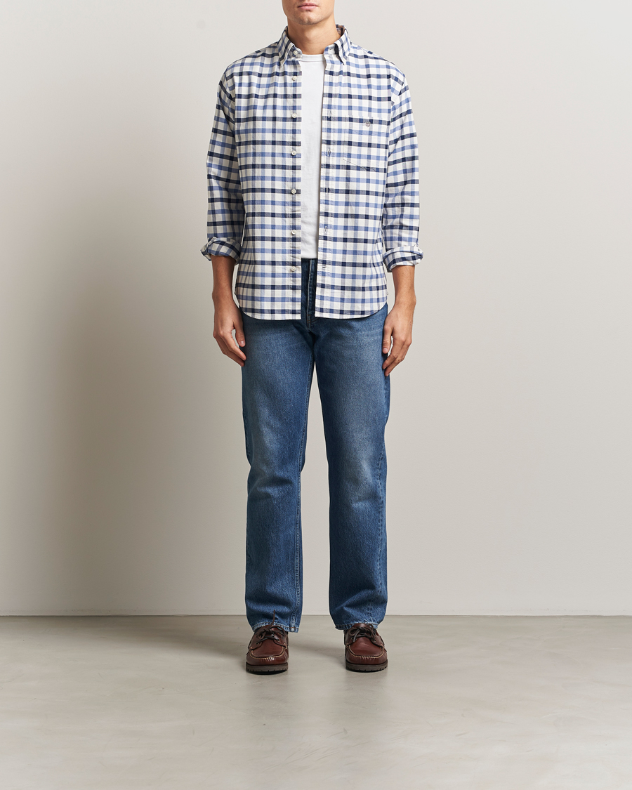 Mies | Kauluspaidat | GANT | Regular Fit Oxford Checked Shirt Greyish Blue