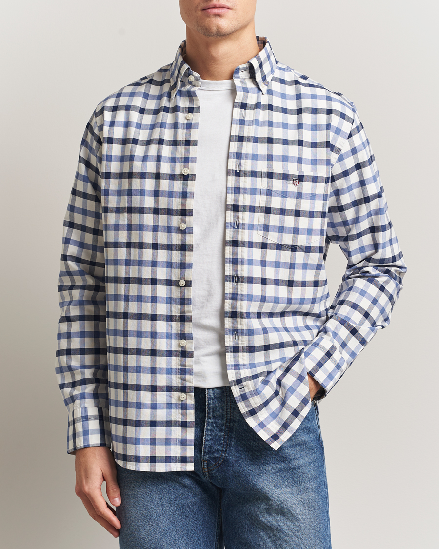Mies | Kauluspaidat | Gant | Regular Fit Oxford Checked Shirt Greyish Blue