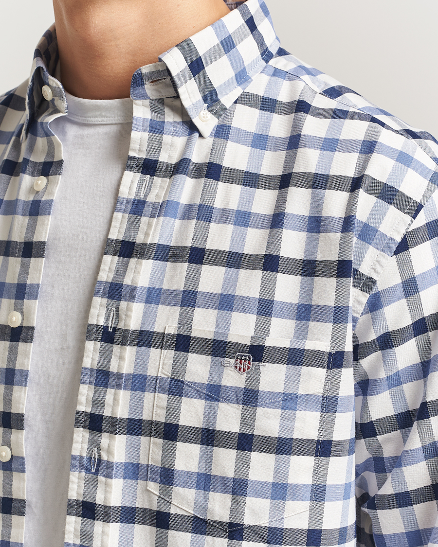 Mies | Kauluspaidat | GANT | Regular Fit Oxford Checked Shirt Greyish Blue