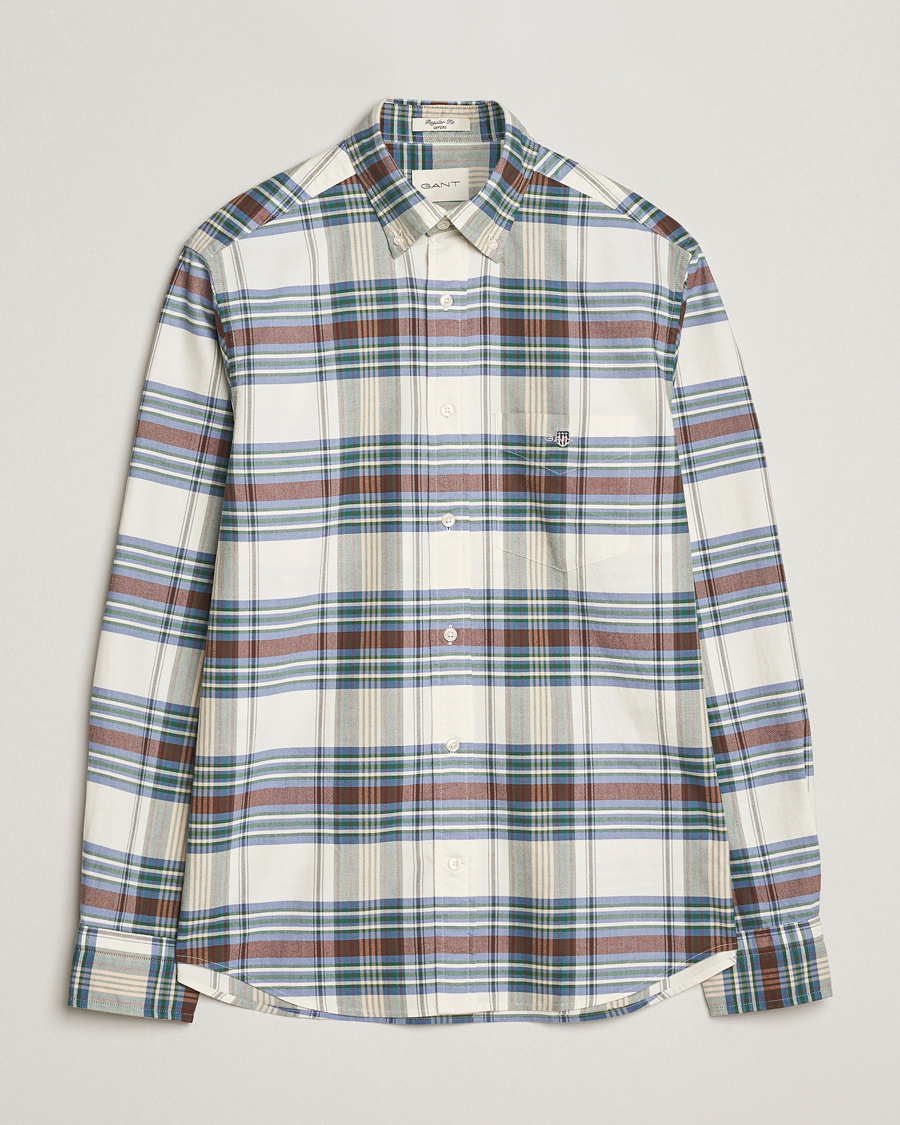 Mies | Kauluspaidat | Gant | Regular Fit Oxford Checked Shirt Woody Green