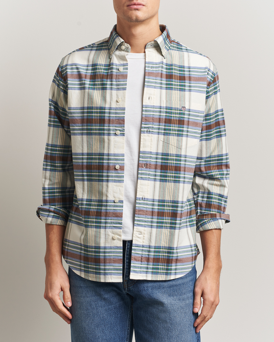 Mies | Kauluspaidat | Gant | Regular Fit Oxford Checked Shirt Woody Green