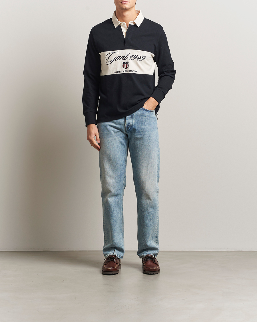 Mies | Puserot | Gant | Blocked Logo Heavy Rugger Black