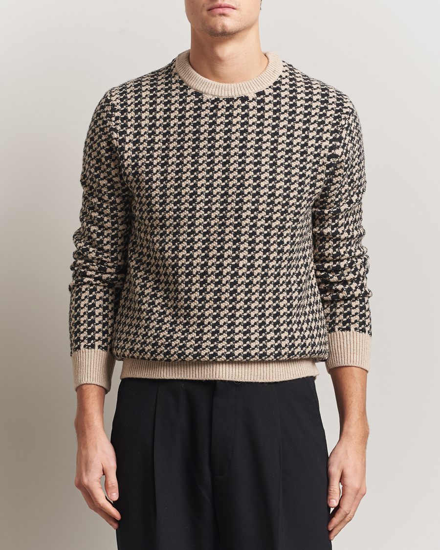 Mies | Puserot | GANT | Two Tone Textured Knitted Crew Neck Charcoal