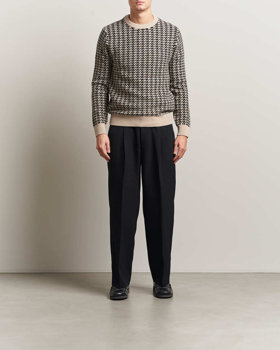 Mies | Puserot | GANT | Two Tone Textured Knitted Crew Neck Charcoal