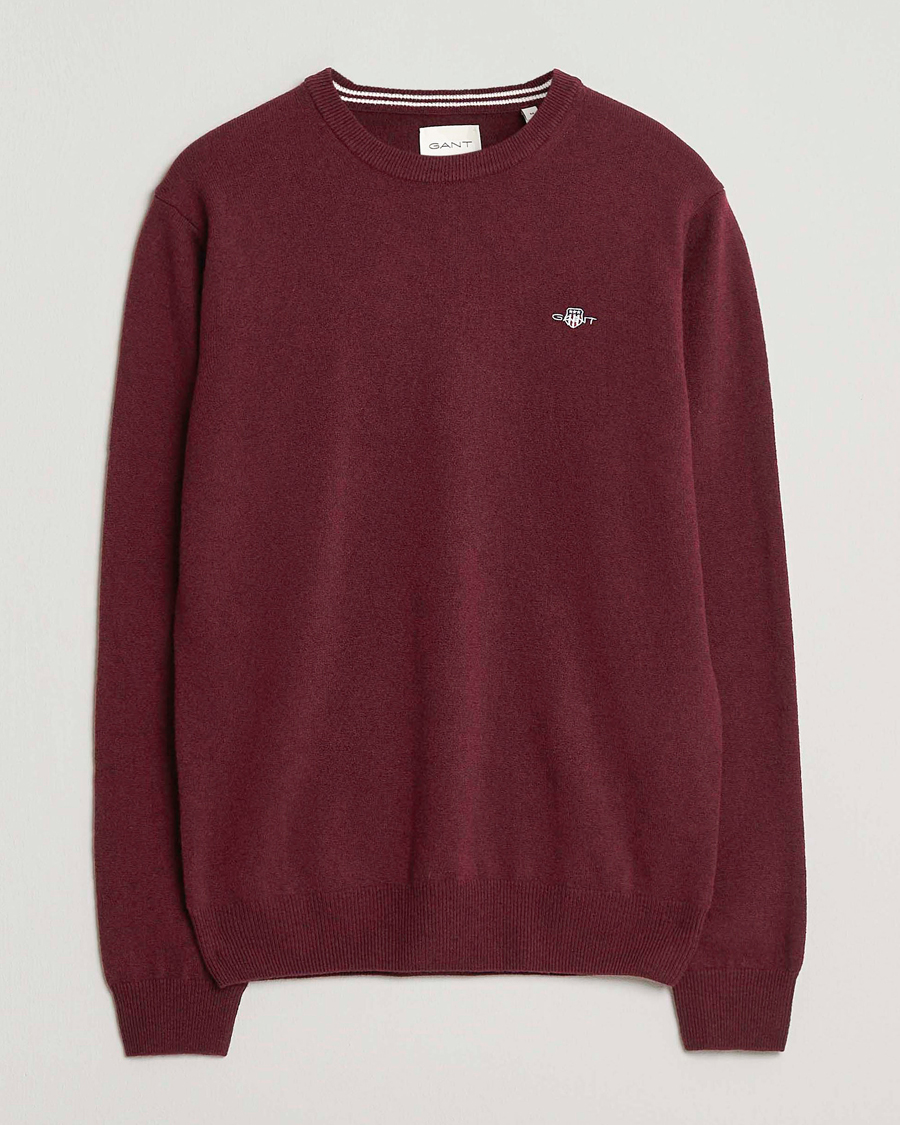 Mies | Puserot | Gant | Superfine Lambswool Crew Neck Bordeaux Melange