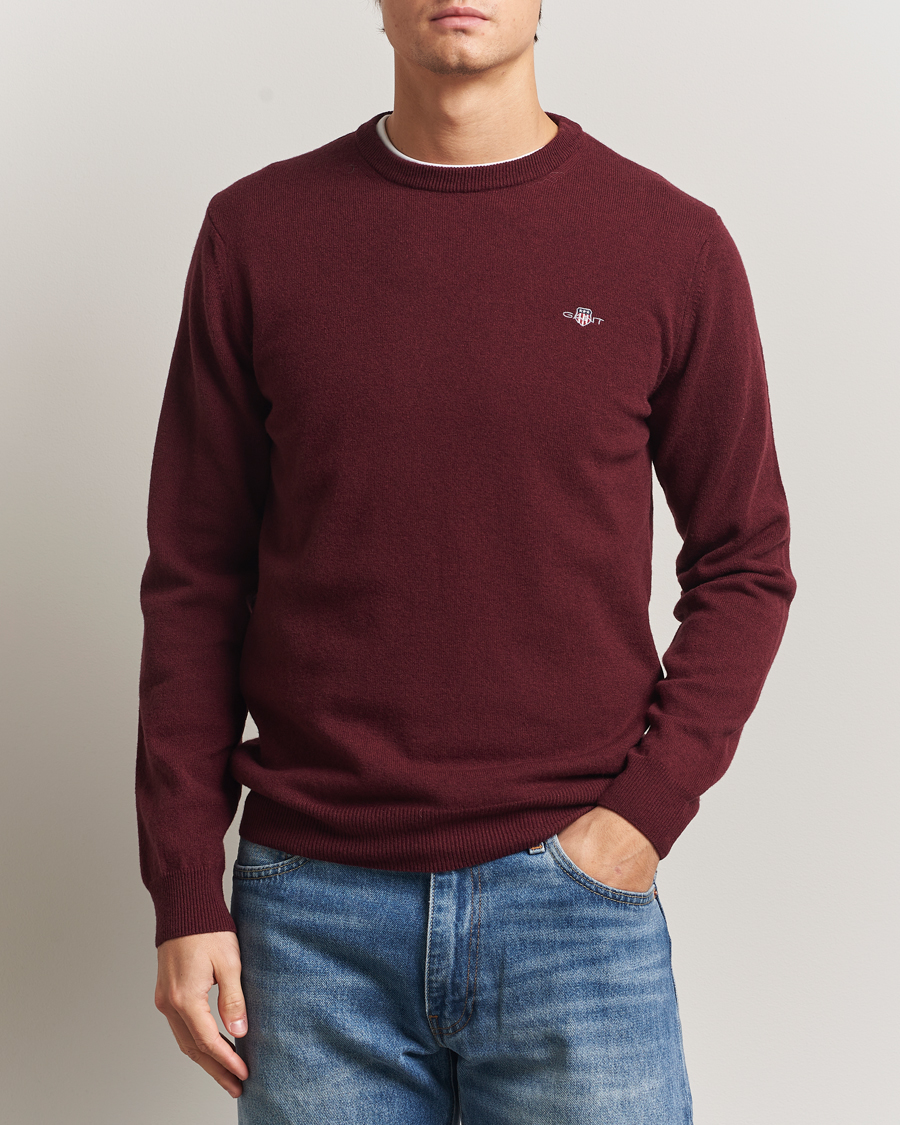 Mies | Puserot | Gant | Superfine Lambswool Crew Neck Bordeaux Melange