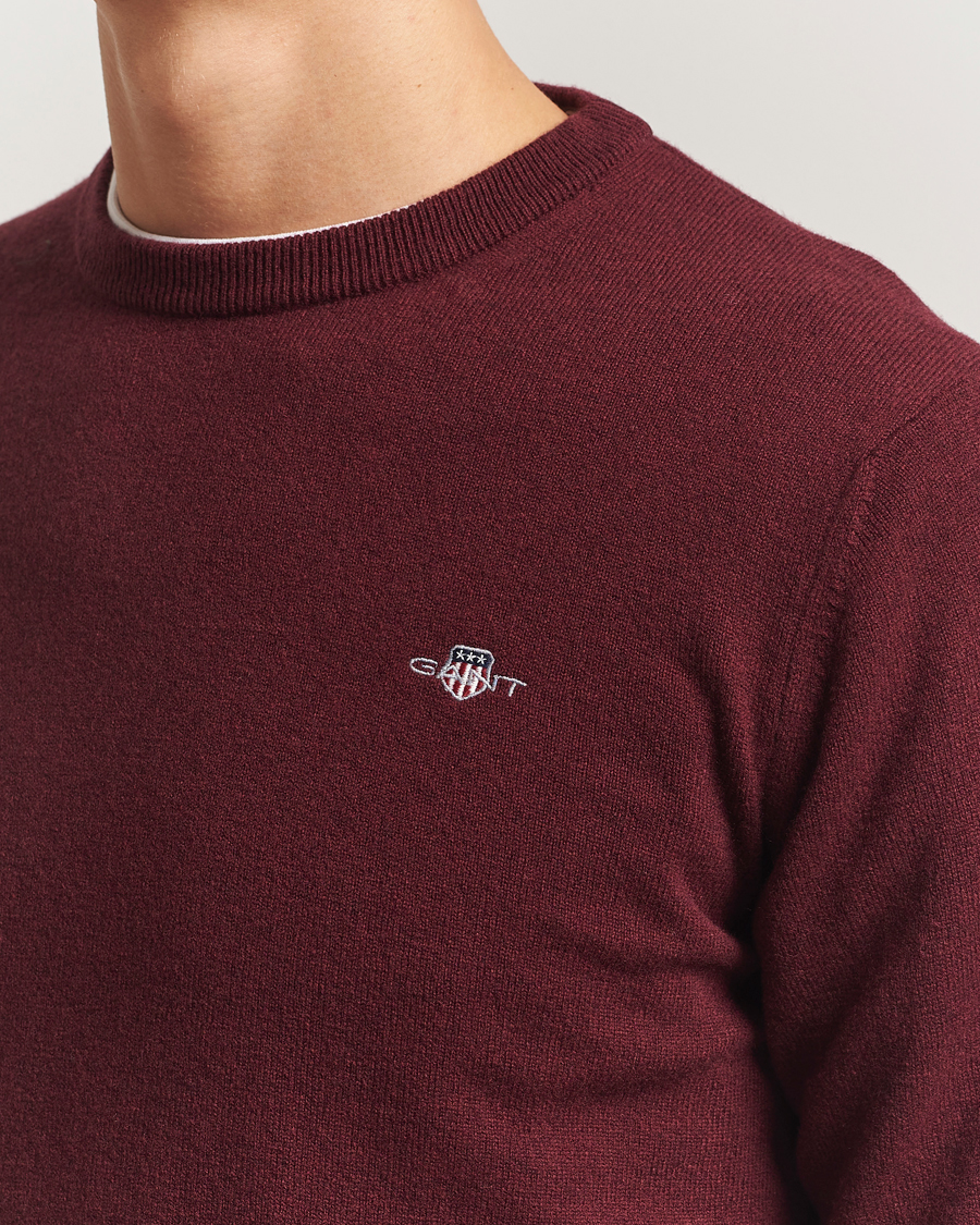 Mies | Puserot | Gant | Superfine Lambswool Crew Neck Bordeaux Melange