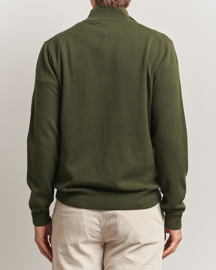 Mies | Puserot | Gant | Superfine Lambswool Half Zip Khaki Green Melange