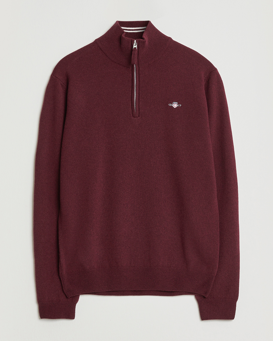 Mies | Puserot | Gant | Superfine Lambswool Half Zip Bordeaux Melange