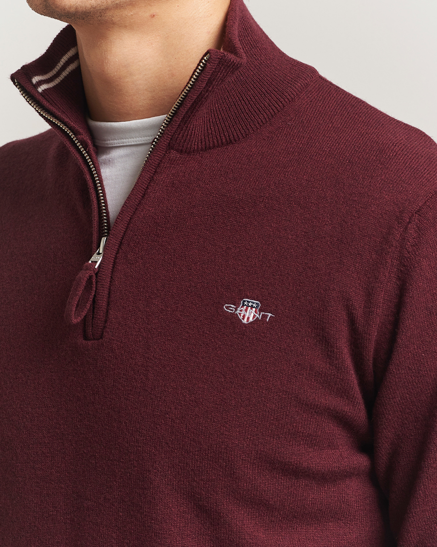 Mies | Puserot | Gant | Superfine Lambswool Half Zip Bordeaux Melange