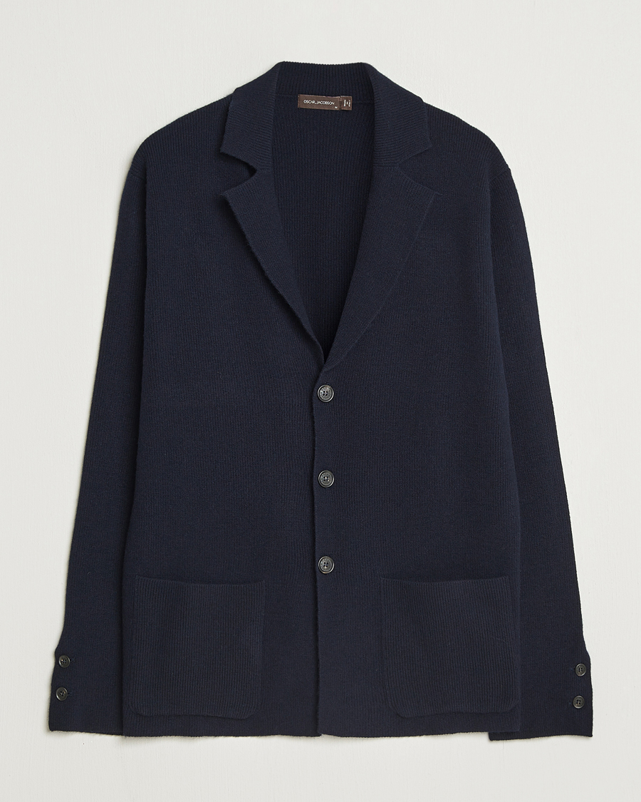 Mies | Pikkutakit | Oscar Jacobson | Antonio Knitted Wool Blazer Navy
